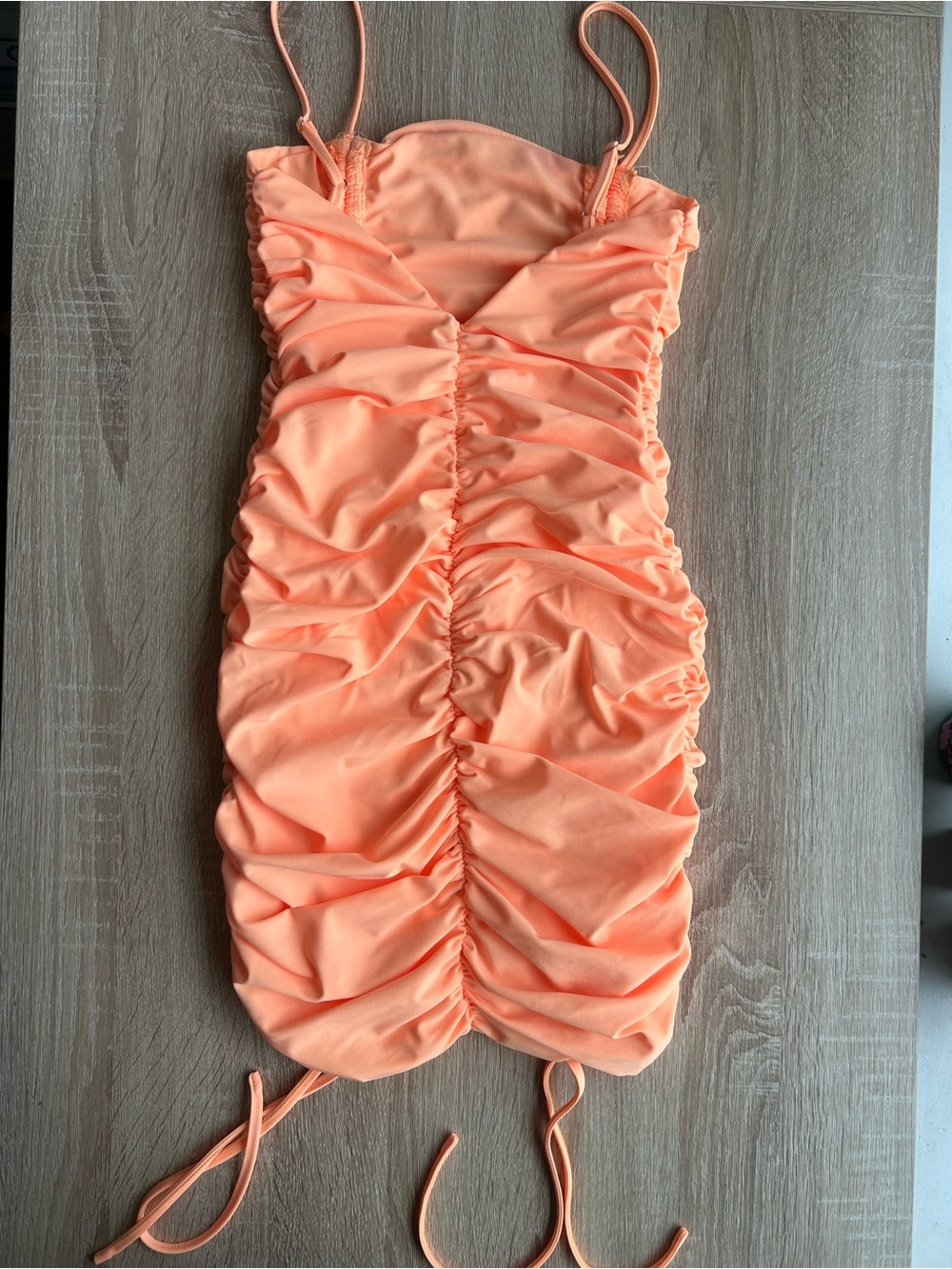 Tiger Mist Ruched Peach Mini Dress S Small Revolve - Picture 3 of 3